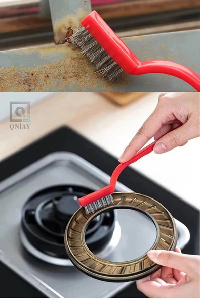 QNİAY 3 Adet Tel Fırça Ocak Fırın Mangal Izgara Airfryer Temizliği Kir Pas Yağ Temizleme Fırçası Pas - Resim 5