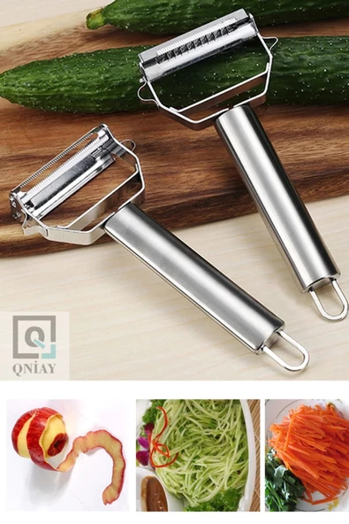 QNİAY Pratik Paslanmaz Çelik Turbo Jülyen Meyve Sebze Soyucu Kesici Doğrayıcı - Resim 2
