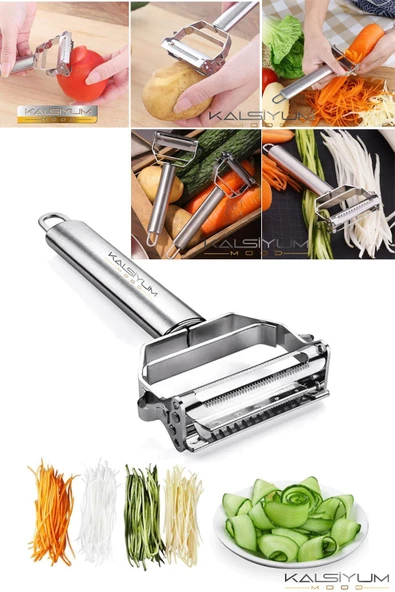 QNİAY Multi Pratik Paslanmaz Çelik Turbo Jülyen Meyve Sebze Soyucu Kesici Doğrayıcı - Resim 6