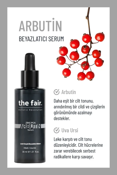 the fair.Arbutin Cilt Tonu Eşitleyici Leke Karşıtı Vegan Cilt Serumu %1 Arbutin+ %0.5 Uva Ursi 30 ml - Resim 2