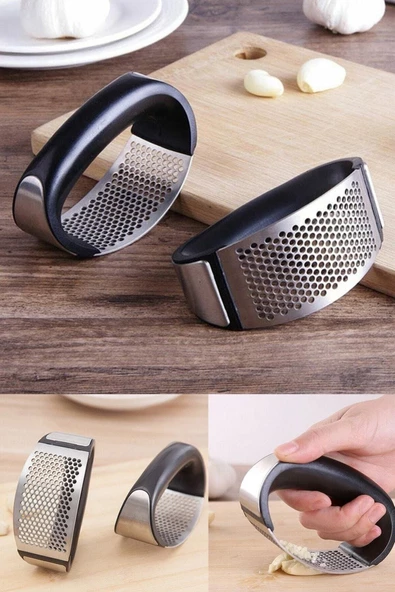 QNİAY Pratik Tutma Kollu Lüx Sarımsak Baharat Ezici Paslanmaz Çelik