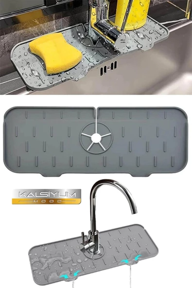 Kalsiyum Mood Pratik Su Tutucu Musluk Matı Mutfak Ve Banyo Için Koruyucu Musluk Ve Lavabo Matı Musluk Tezgah Üstü - Resim 2