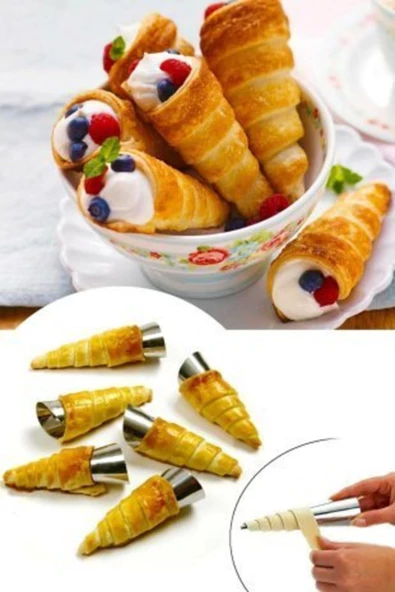 QNİAY Çelik Korne Kalıbı 6'lı Hamur Şekillendirici Korne Kalıbı Seti - Resim 2