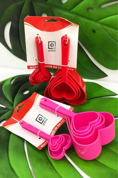 QNİAY 8'li Kalp Ölçü Kaşığı  Baharat Kaşığı Çay Kahve Şeker Un Baharatlık Ölçü Kaşığı Seti - 6