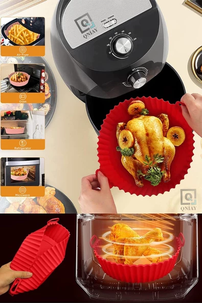 QNİAY Airfryer Silikon Pişirme Kalıbı Hava Fritözü Kalıbı Tüm Airfryer Uyumlu Kek Ekmek Fırın Tavuk Et - Resim 4