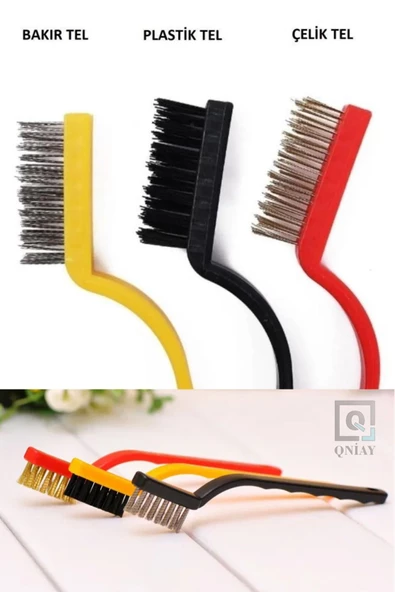 QNİAY 3 Adet Tel Fırça Ocak Fırın Mangal Izgara Airfryer Temizliği Kir Pas Yağ Temizleme Fırçası Pas - Resim 6