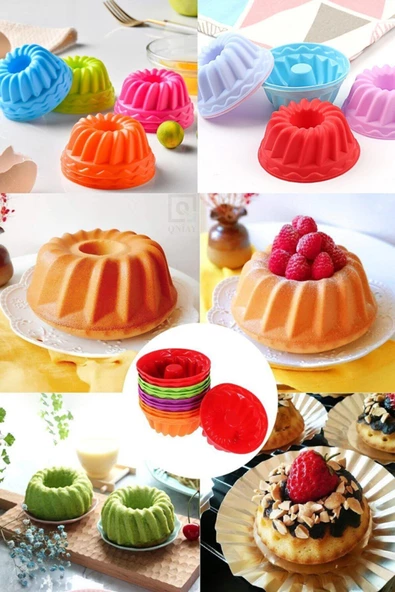 QNİAY Pratik 12 Li Mini Kek Kalıbı Kurabiye Pasta Muffin Kalıpları Silikon Pişirme Kalıbı - 3