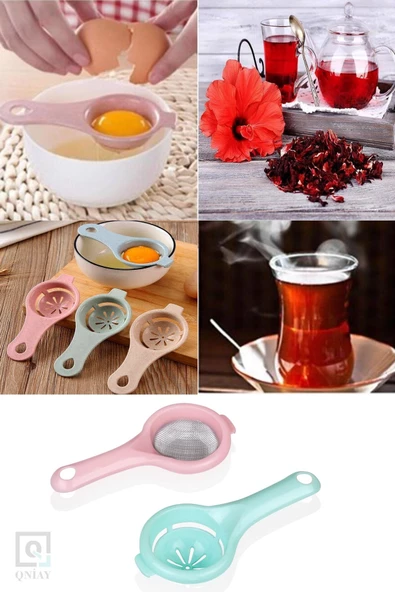 QNİAY Pratik 2'li Set Çay Süzgeci Ve Yumurta Akı Ayırıcısı Süzgeç Ayırıcı Aparat