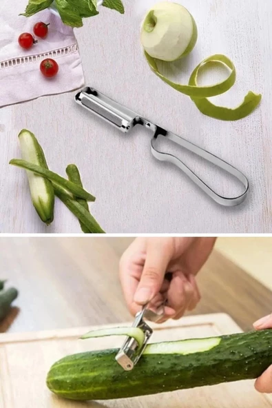 QNİAY Pratik Yan Soyacak Meyve Sebze Domates Patates Soyacağı Paslanmaz Çelik Soyacak - Resim 3