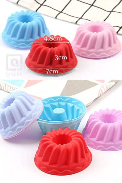 QNİAY Silikon Mini Kek Kalıbı 6 Parça Muffin Kek Kalıbı Pratik Kek Kalıbı - Resim 4