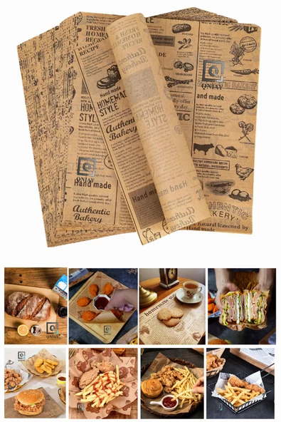 QNİAY Kamp -Piknik Sunum Desenli Yağlı Kağıt  50 Adet Sunum Kağıdı Asorti Karışık Desen - Resim 8