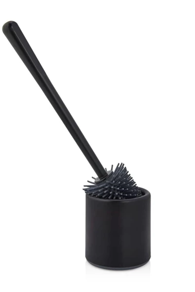 QNİAY Siyah Antibakteriyel Silikon Uçlu Oval Tuvalet Fırçası Seti Tuvalet Ve Klozet Temizleme Fırçası - Resim 2