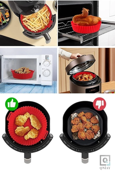 QNİAY Fritöz Silikon Pişirme Kalıbı Airfryer Hava Fritözü Xiaomi Philips Tefal Tüm Fritözlere Uyumlu - 2