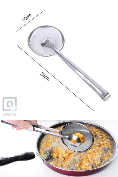 QNİAY Süzgeçli Kızartma Ve Haşlama Maşası Çelik Kevgir (1adet) - Resim 6