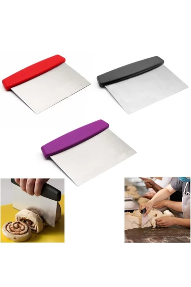 QNİAY Çelik Hamur Kesici Kazıyıcı Pasta Kek Dekorasyon Spatula Aleti Paslanmaz Çelik