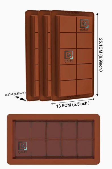 QNİAY Dubai Çikolatası 10 Bölmeli Kalıbı Silikon Çikolata Kalıbı 1 adet Chef Sunum Ev Cafe Çikolata Yapım - Resim 5