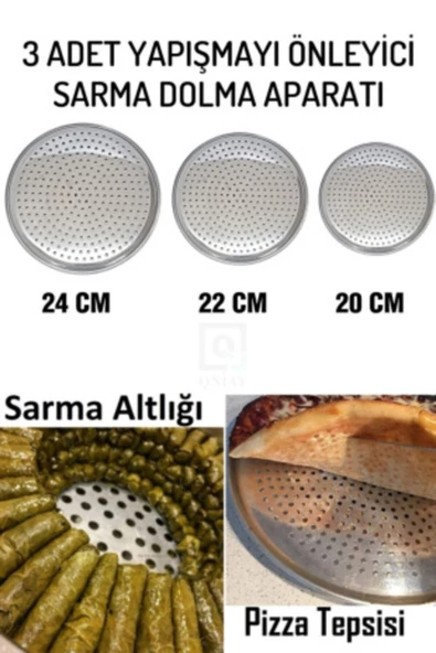 QNİAY Pratik Lüx Paslanmaz Çelik Sarma Pizza Pişirme Altlığı 3 Lü Tepsi Seti 20-22-24 Cm Chef Pizza - Resim 5