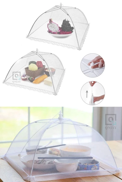 QNİAY Tül Sineklik Yiyecek Koruma Şemsiyesi, Gıda Koruma Şemsiye Yemek Tül Sineklik Kamp Piknik - Resim 2