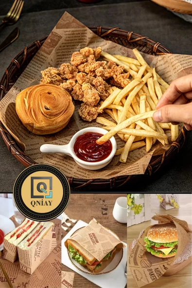 QNİAY Kendinden Desenli Yağlı Kağıt Vintage Gazete Desen 50 Adet Sunum Kağıdı Asorti Karışık Desen - Resim 2