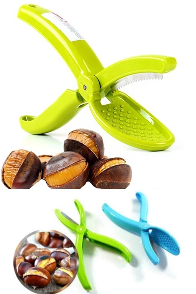 QNİAY Pratik Kestane Çizici Plastik Kestane Çizme Makası Metal Kesicili Makas