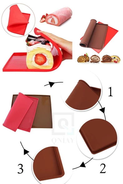 QNİAY Silikon Rulo Pasta Pişirme Kalıbı Pasta Aletleri Silikon Pasta Mat Isviçre Rulo Mat Kek Pişirme - 4