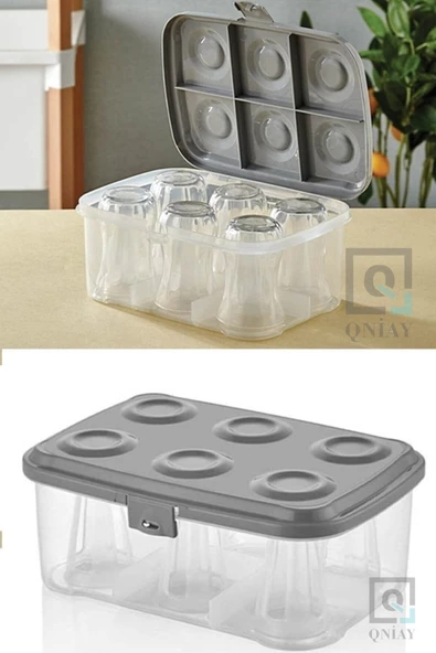 QNİAY Pratik Piknik Çay Bardağı Taşıma Kutusu - 6 Bardak Kapasiteli Bardak Koruma Kutusu Kamp Piknik Seti - 2