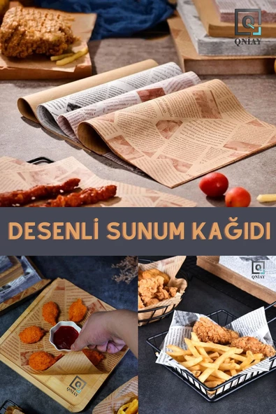 QNİAY Kendinden Desenli Yağlı Kağıt Vintage Gazete Desen 50 Adet Sunum Kağıdı Asorti Karışık Desen - Resim 3