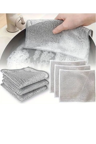QNİAY 20 Adet Sihirli Inox Paslanmaz Telli Bulaşık Bezi Kir Pas Sökücü Sihirli Temizlik Bezi Ve Süngeri - Resim 3