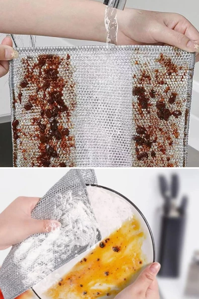 QNİAY 20 Adet Sihirli Inox Paslanmaz Telli Bulaşık Bezi Kir Pas Sökücü Sihirli Temizlik Bezi Ve Süngeri - Resim 5