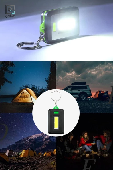 QNİAY Anahtarlık El Feneri Pilli Led Flaşör 1 adet Taşınabilir 3 modlu Cob Led Fener Kamp Balıkçılık Işık - Resim 2