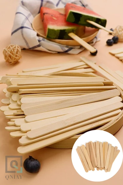 QNİAY 50 Adet Magnum Dondurma Çubuğu Ahşap Meybuz - Resim 5