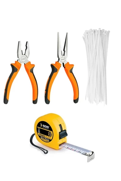 QNİAY Mini Yankeski Kargaburun + Şerit Metre 3 Mt + 100 Adet Kelepçe