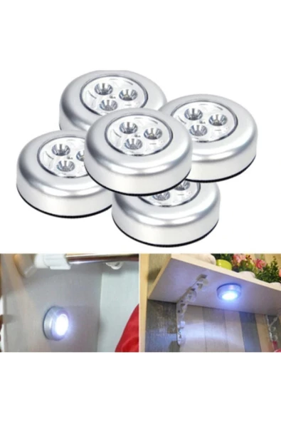 QNİAY 5li Set Mini Led Işıklı Pilli Lamba Portatif Dolap Içi Gizli Işık Kablosuz Duvar Kapı Aydınlatma