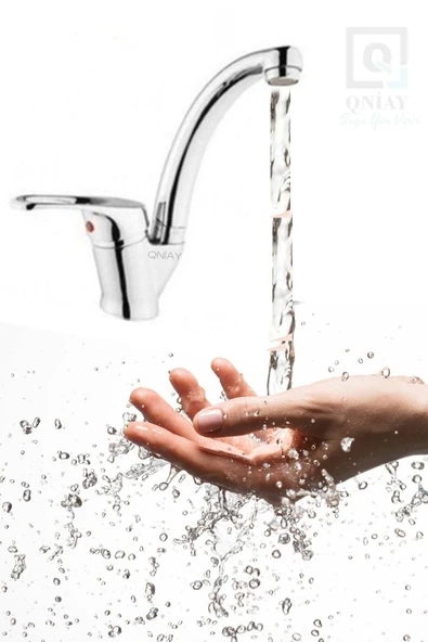 QNİAY Çift Su Çıkışlı Mix Kuğu Banyo Lavabo Bataryası Aç Kapa New Qualty Batarya Sıcak Soğuk Su