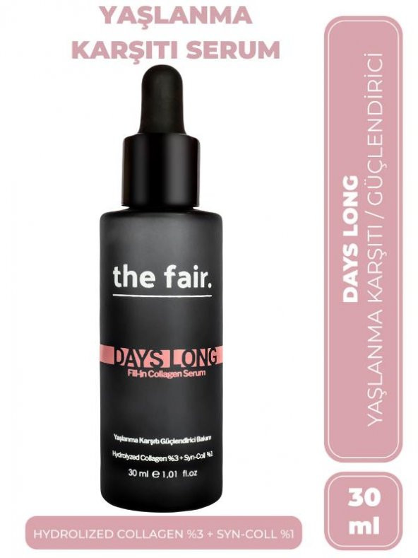 the fair. Days Long Fill-in Collagen Vegan Yaşlanma Karşıtı Peptit Cilt Serumu  3 Hidrolize Kolajen 30 ml