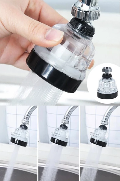 QNİAY Şeffaf 3 Fonksiyonlu Tasarruflu 360 Derece Döner Mutfak Lavabo Başlığı Musluk Ucu ürün görseli