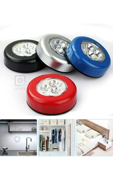 QNİAY 5li Set Mini Led Işıklı Pilli Lamba Portatif Dolap Içi Gizli Işık Kablosuz Duvar Kapı Aydınlatma - 2
