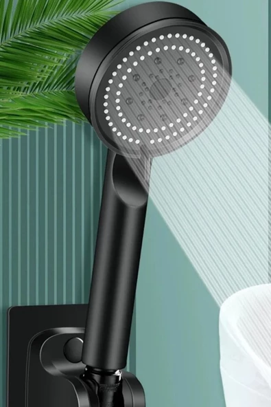 QNİAY Galaksi Turbo Basınçlı 5 Fonksiyonlu Su Tasarruflu Duş Başlığı Turbo El Duşu Siyah - Resim 2