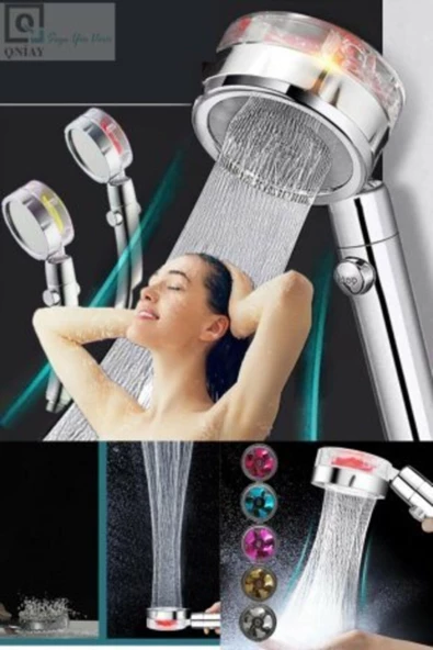 QNİAY Pervaneli Mor Jet Oynar Kafalı Duş Başlığı Start Stop