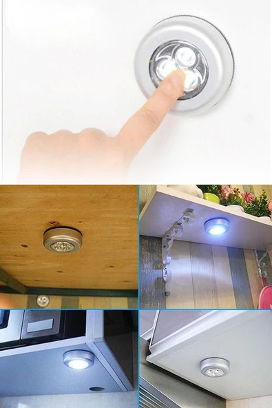 QNİAY 5li Set Mini Led Işıklı Pilli Lamba Portatif Dolap Içi Gizli Işık Kablosuz Duvar Kapı Aydınlatma - 3