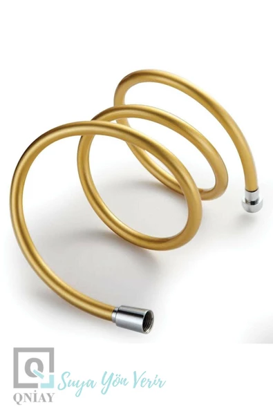 QNİAY Pvc Kaplama Spiral Duş Hortumu (gold) Kırılmaz Kopmaz Banyo Duş Hortumu