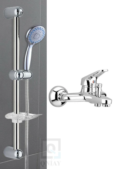QNİAY Mix Banyo Bataryası Ve Sürgülü Tepe Duş Takımı Onyon