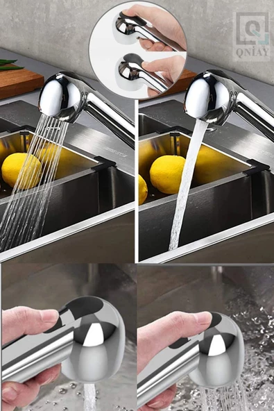 QNİAY 2 Fonksiyonlu Mutfak Lavabo Başlığı Berber El Duşu - 3
