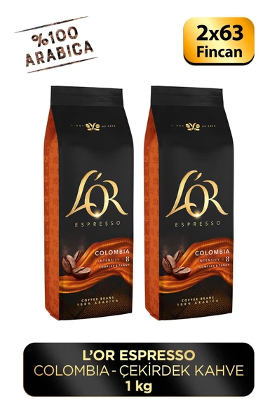 L'OR - Espresso Colombıa Çekirdek Kahve 500 gr x 2 Adet