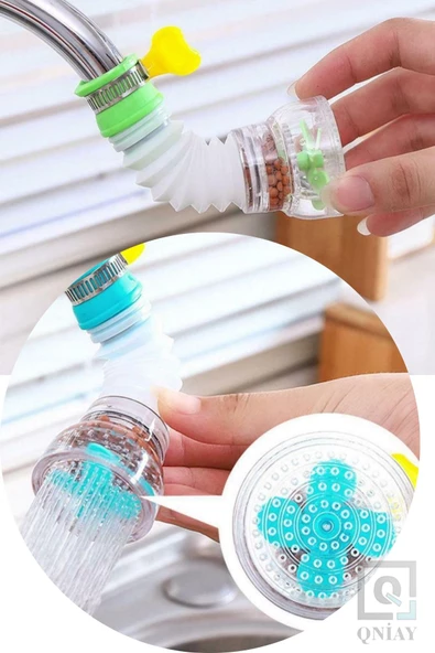 QNİAY Akordiyon Musluk Başlıgı Turbo Pervaneli Tasarruflu 360 Dönebilir Uzayabilir Mutfak Batarya Başlık - Resim 8