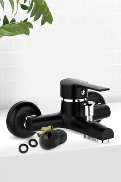 QNİAY Black Siyah Mix Banyo Bataryası Aç Kapa Mix Duş Banyo Bataryası