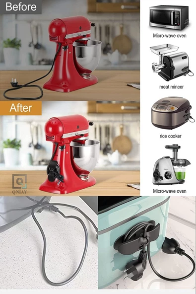 QNİAY Kablo Toplama Sabitleme Aparatı 1 Adet  Yapışkanlı Çok Amaçlı Airfryer Kablo Sarma Aparatı - 2
