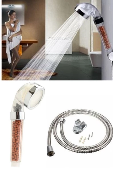 QNİAY Qnilüx Yüksek Basınçlı Boncuklu Tasarruflu Duş Başlığı Seti ürün görseli