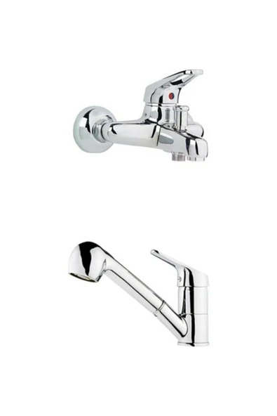 QNİAY Mix Spiralli Eviye Bataryası Berber + Mix Banyo Bataryası