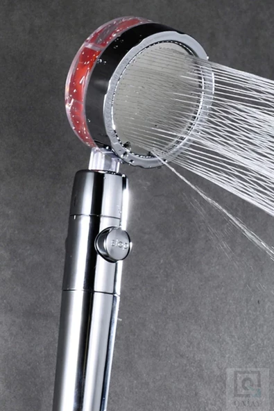 QNİAY Newqualty Fanlı Duş Başlığı Basınçlı Yağmurlama Stop Düğmeli Mavi Pervaneli Su Tasarruflu Duş Başlık - 5